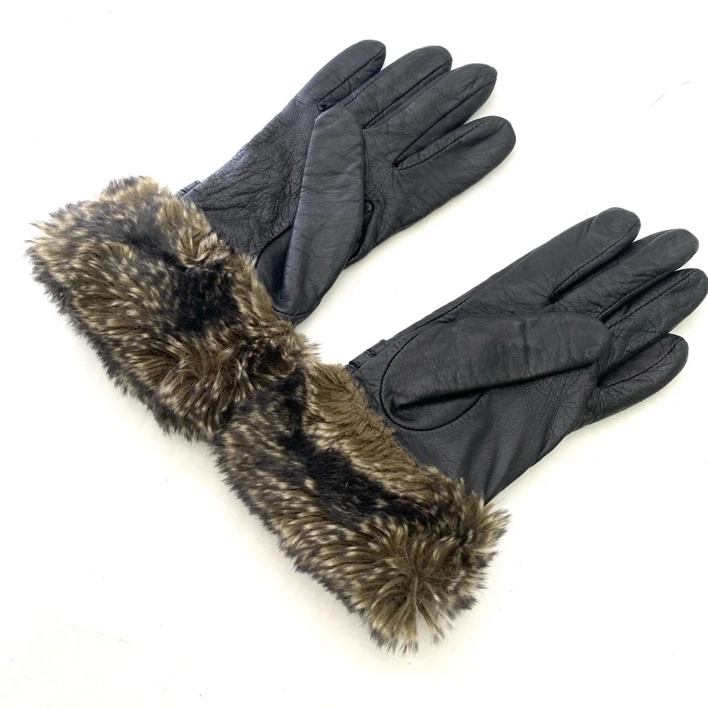 Ellen Tracy Women's Casual Dress Black Leather Drive Gloves